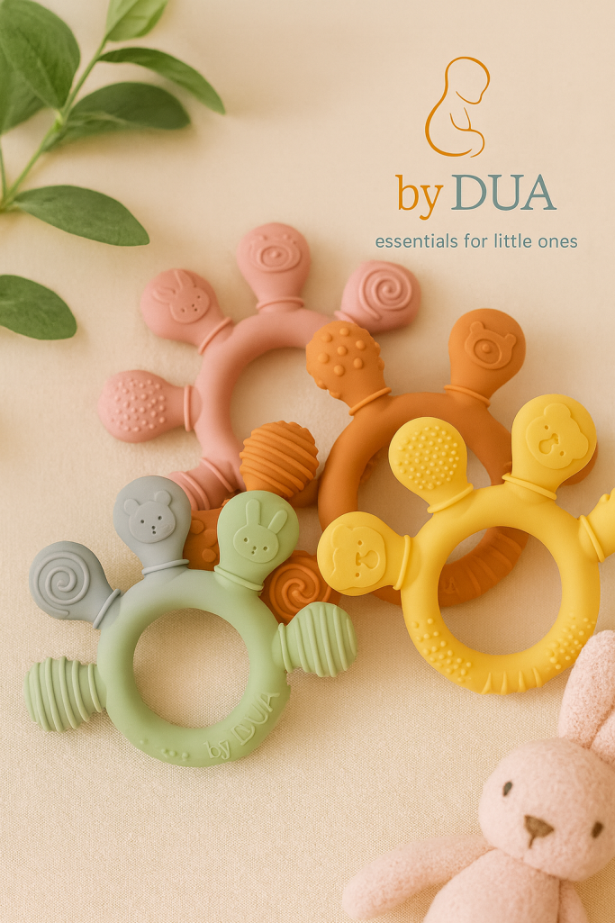 Silikon Beißring für Babys, BPA-frei – by DUA Babyprodukte und Babyartikel
