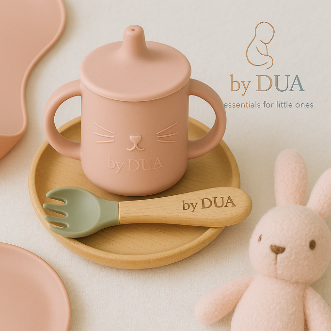 Baby Silikon Lätzchen mit Auffangschale, Silikon Geschirr für Baby – by DUA