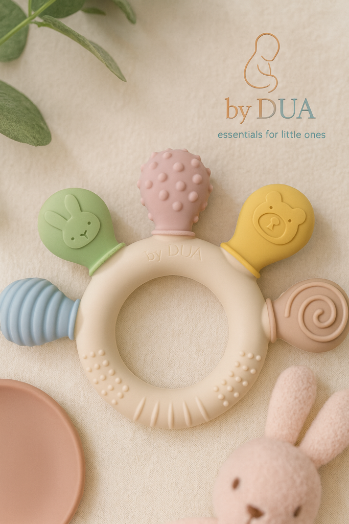 Silikon Beißring für Babys, BPA-frei – by DUA Babyprodukte und Babyartikel
